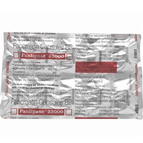 Panlipase Capsule Pancreatin Mg At Rs Strip