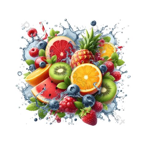 Mixed Fruits Splashing In Water Isolated Clipart Image Png Images Psd