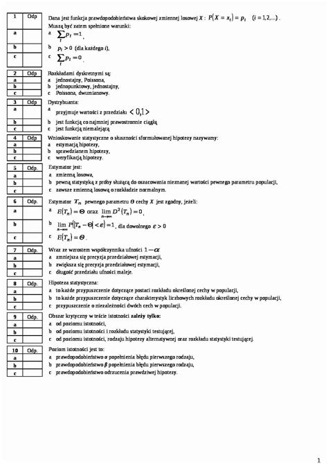 Przykładowe testy ze statystyki matematycznej Notatek pl