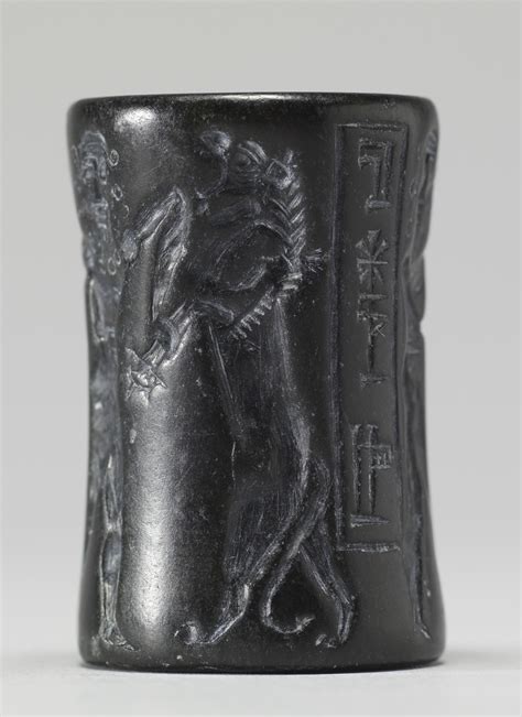 Cylinder Seal With A Nude Hero Ca 2334 2193 BCE Akkadian Museum