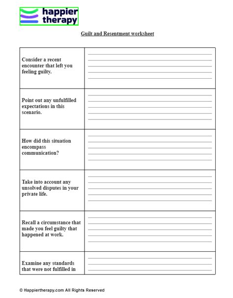 Guilt And Resentment Worksheet Happiertherapy