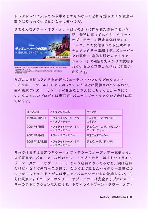 🏰みつき🌋 On Twitter 「タワー・オブ・テラーの歴史 その1」 〜アトラクションの歴史を探ろう〜 ほぼ日みつきの独り言