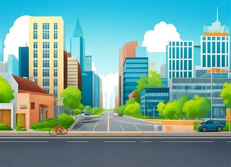 3D Animation Style Free vector City scene with landscape car and ...