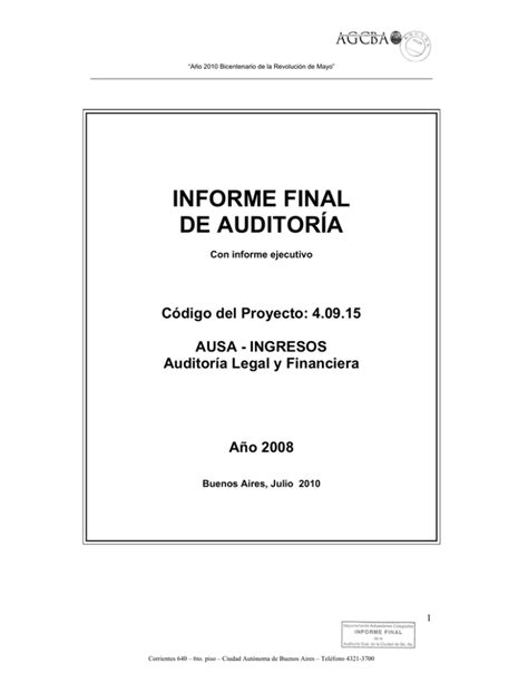 Informe Auditoría General de la Ciudad de Buenos Aires