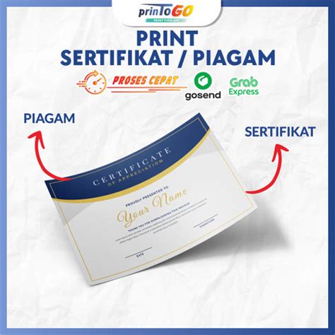 Jual Cetak Sertifikat A4 Cetak Piagam Print Sertifikat Print