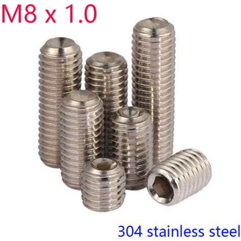 M8 X 1 0mm Fine Pitch Grub Screws Socket Set Screws 304 Stainless Steel