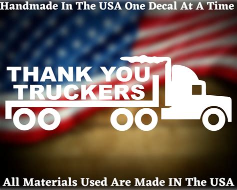 Thank You Truckers Die Cut Decal Home Laptop Computer Truck Etsy