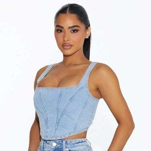 Naked Wardrobe Tops Naked Wardrobe The Denim Corset Top In Light Denim Poshmark