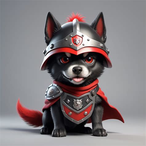 (adorable masculine super dog), black and red color,...