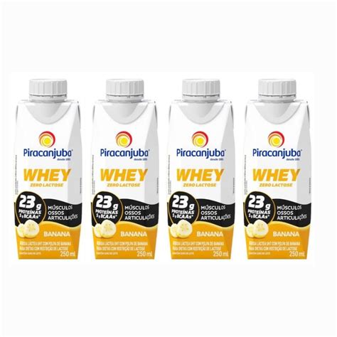 Bebida Láctea Whey Zero Lactose Piracanjuba Sabor Banana 250 ml Kit