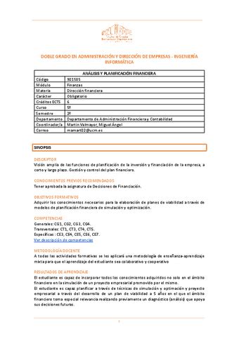 Guia Docente Analisis Y Planificacion Financiera Pdf