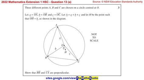 2022 Maths Extension 1 HSC Q13a How To Do Vector Proof Question