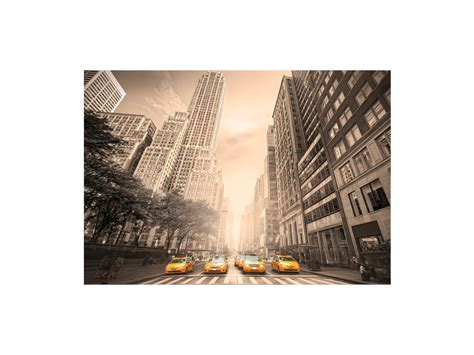 Papier Peint New York Taxi Sepia 250x175 Cm