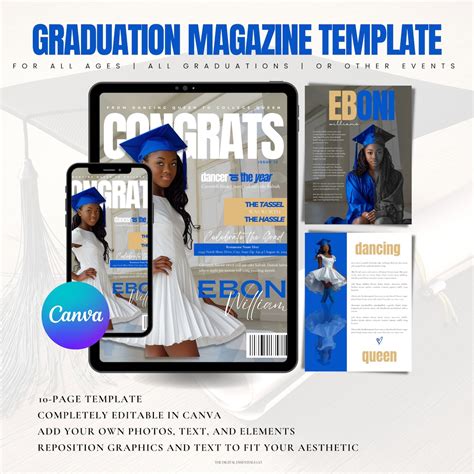 Stunning Graduation Magazine Template Digital Grad Invitation Senior