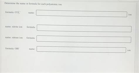 Solved Determine the name or formula for each polyatomic | Chegg.com