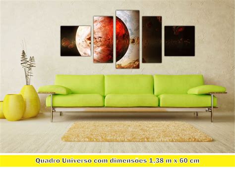 Quadro Decorativo Galáxia Lua Terra Planetas 5 Peças 0013 Elo7