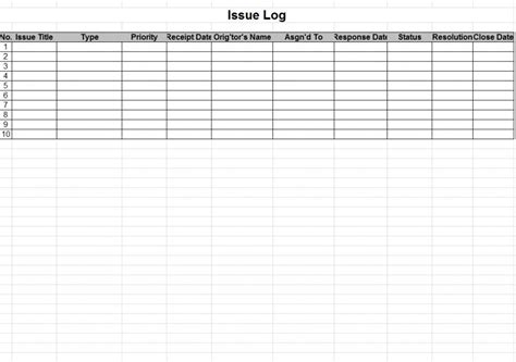 Issue Log | Issue Log Template | Issues Log