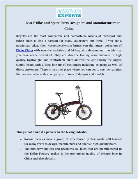 Best E-Bike and Spare Parts Designers and Manufacturers in China by ...