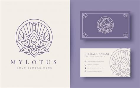 Conception De Logo Et Carte De Visite Fleur De Lotus Vecteur Premium