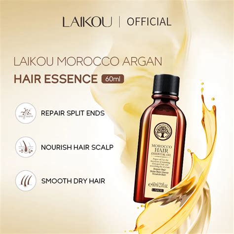 LAIKOU 60ml Pure Morocco Hair Essential Oil Argan Essence Nourish Scalp