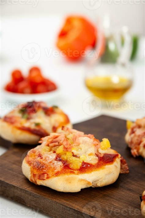 Delicious Just Baked Homemade Mini Pizzas Hawaiian Pizza