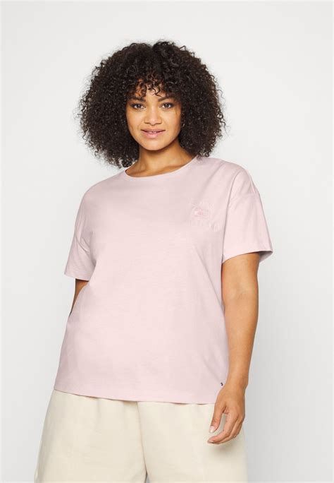 Tommy Hilfiger Curve Dye Open T Shirt Med Print Pastel Pink