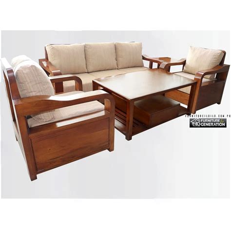 Noctua Mahogany Wood Upholstery Sofa Set Wood Sofa Solid Wood Sofa