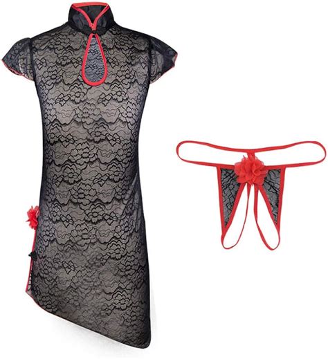 Body Medias para Mujer Top Sexy Encaje clásico Cheongsam Perspectiva