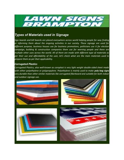 Types of materials used in signage by lawnsignsbrampton - Issuu