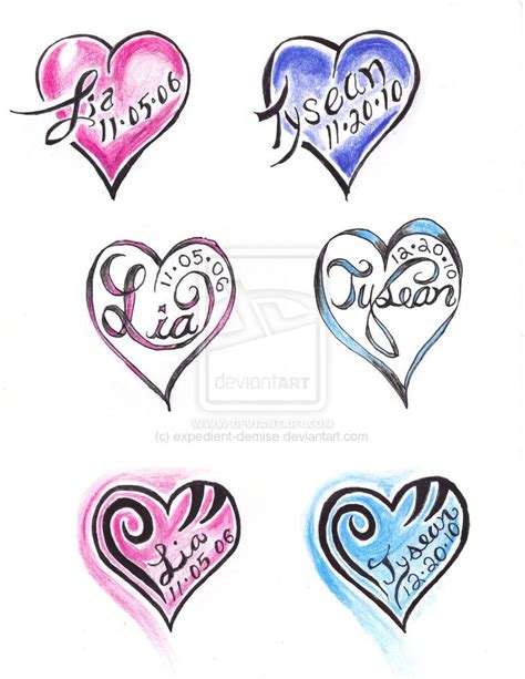 Beautiful Heart and Name Tattoo Designs