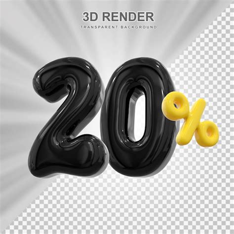 Premium PSD | 20 percent black balloon 3d