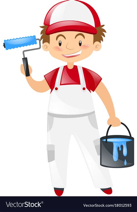 Male Painter With Tools Royalty Free Vector Image