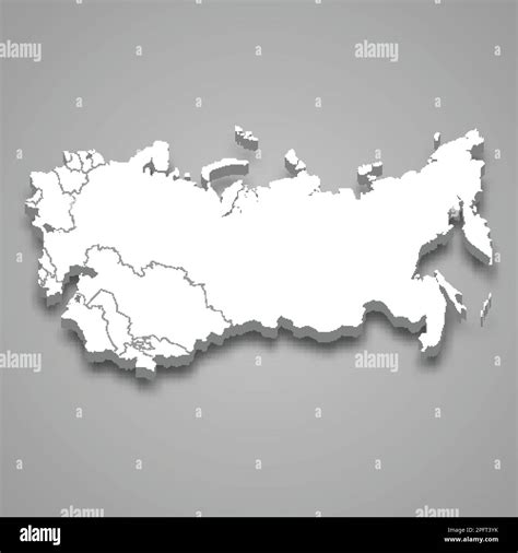 3d Isometric Map Of Soviet Union Isolated With Shadow Former State