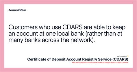 Certificate Of Deposit Account Registry Service Cdars