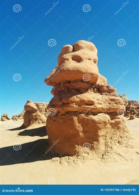 Hoodoo Rock Formation with Dramatic Shadows in Goblin Valley Stock ...