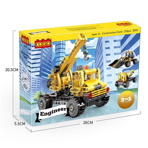 Cogo Plastic Educational Building Blocks City 3 In 1 Engineering Vehicle Grab Construction