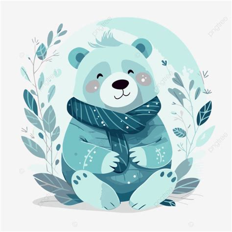 Oso De Invierno Clipart Oso Con Bufanda Y Hojas Dibujos Animados De