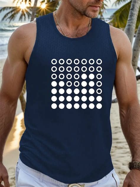 Plus Size Polka Dots Print Tank Top Men Casual Sleeveless Temu New