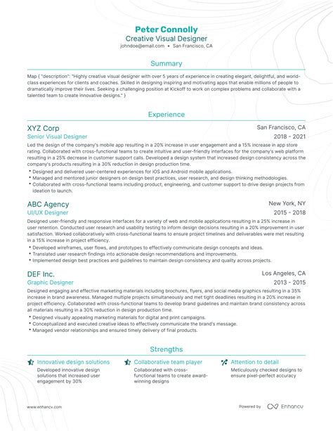 5 Visual Designer Resume Examples & Guide for 2024