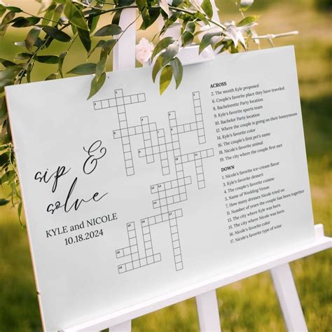 Custom Sip And Solve Wedding Crossword Puzzle Personalized Bridal