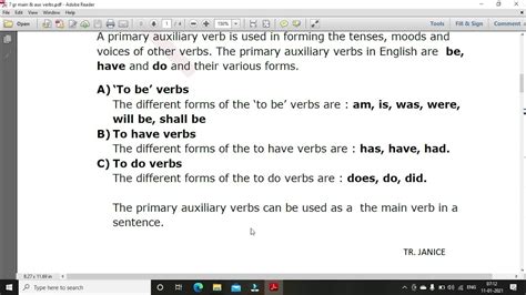 Std 7 Grammar Main And Primary Auxiliary Verbs Youtube