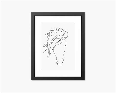 Horse Print Horse Line Drawing Line Art Horse Head Art Etsy