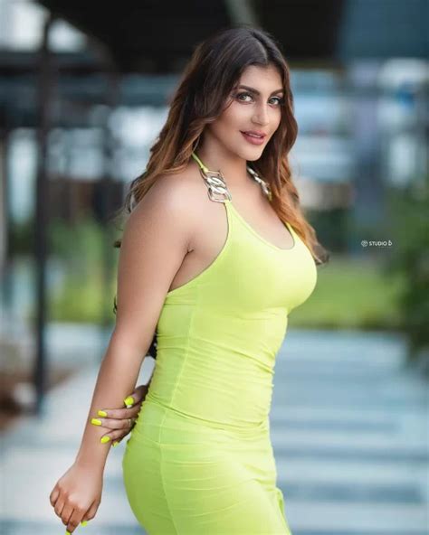 Yashika Anand Hot Stills In Green Solid Sheath Dress South Indian