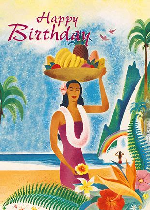 Hawaiian Happy Birthday Greeting Card - Hawaiian Birthday Aloha ...