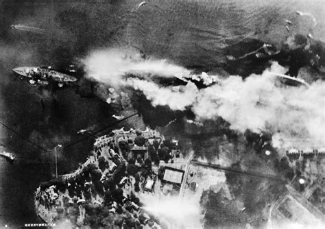 Photo Vertical View Photographed From A Japanese Aircraft Of Pearl Harbors Battleship Row