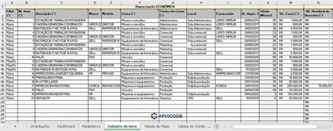 Planilha De Controle De Ativo Imobilizado Como Usar Afixcode