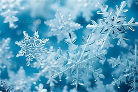 Delicate Snowflakes Dance On Icy Blue Backgrounds Creating A