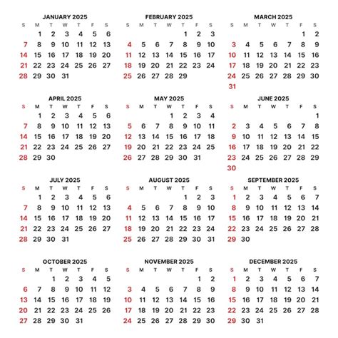 Plantilla De Calendario Minimalista Para El A O Vector Premium