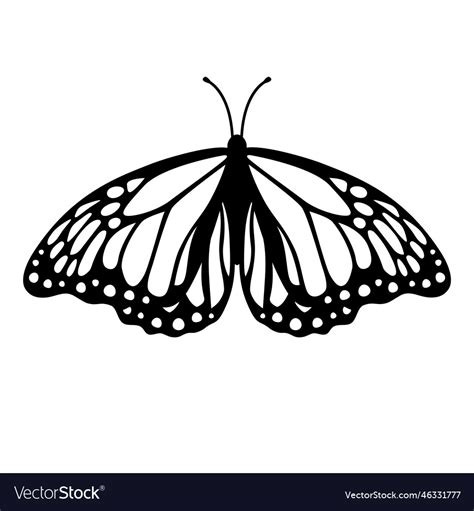 Monarch butterfly silhouette isolated on white Vector Image