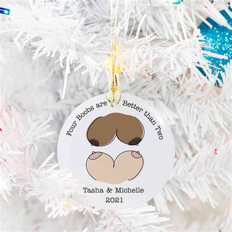 Four Boobs Better Than Two Lesbian Couple Custom Ornament For Lesbian Girlfriend Gift For